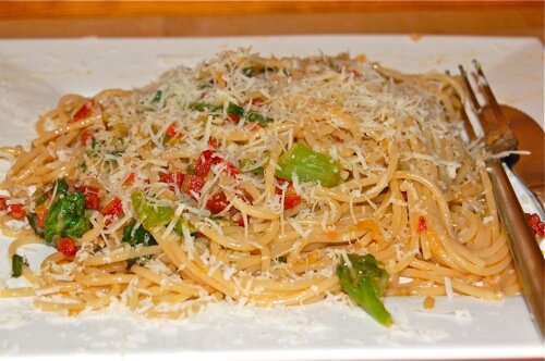 Spaghetti met rucola